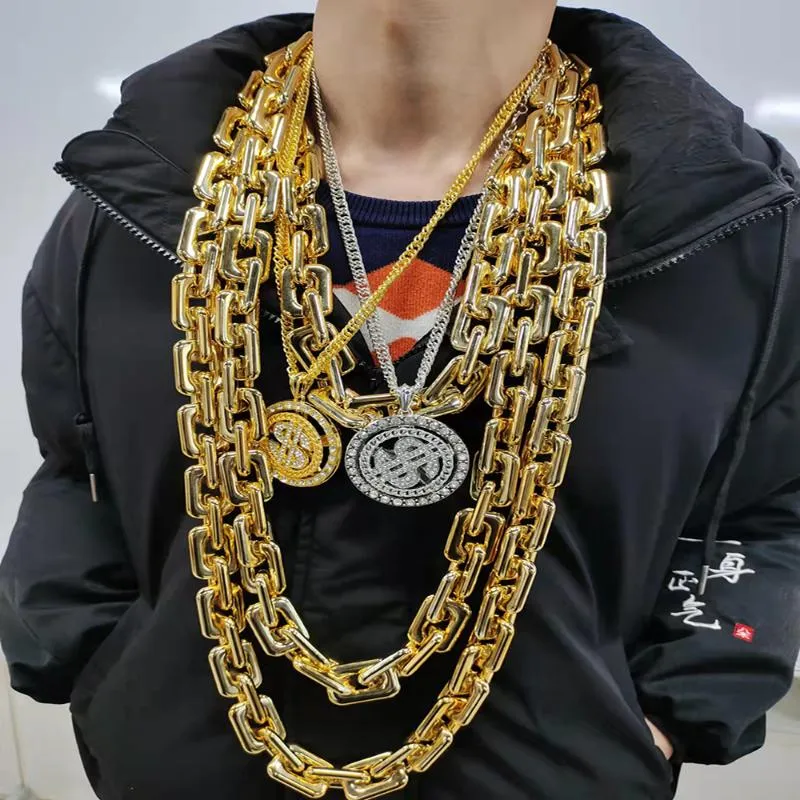 Chains Fashion Acrylic Large Thick Necklace Men Hip Hop Gold Chain Christmas Gift Bar Rock Rotation Eliminate Emo Jewelry AccessoriesChains