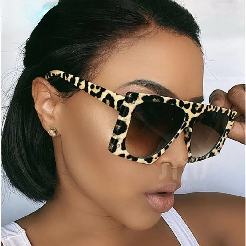 Sunglasses Punk Leopard Women Sexy Oversized Sun Glasses Men UV400 Gradient Shades Steampunk Goggles Eyewear Oculos EscurosSunglasses