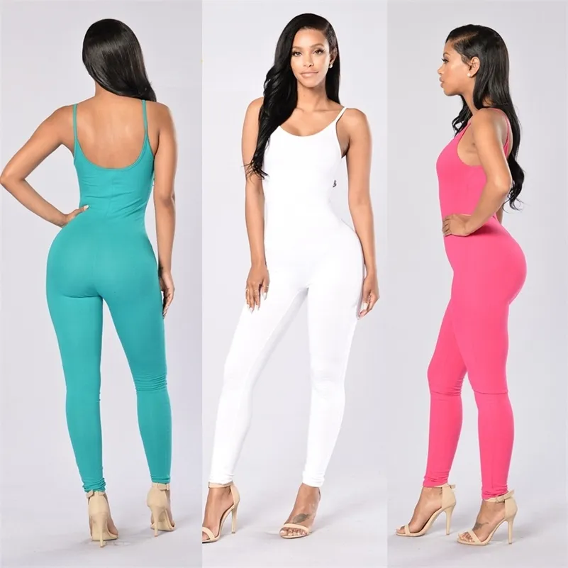 Kvinnor Sexig jumpsuit sommar Camis Rompers bodycon mager bodysuit blyertsbyxor playouit overall women streetwear jumpsuits 220714