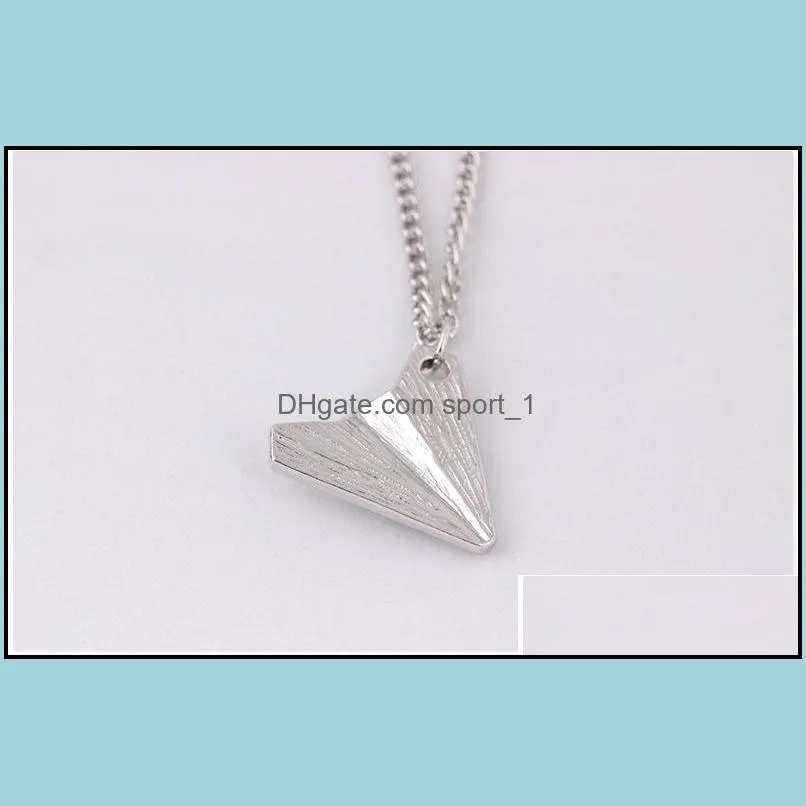 origami plane necklace collier aircraft airplane long chain maxi necklaces paper jewelry for women statement necklace