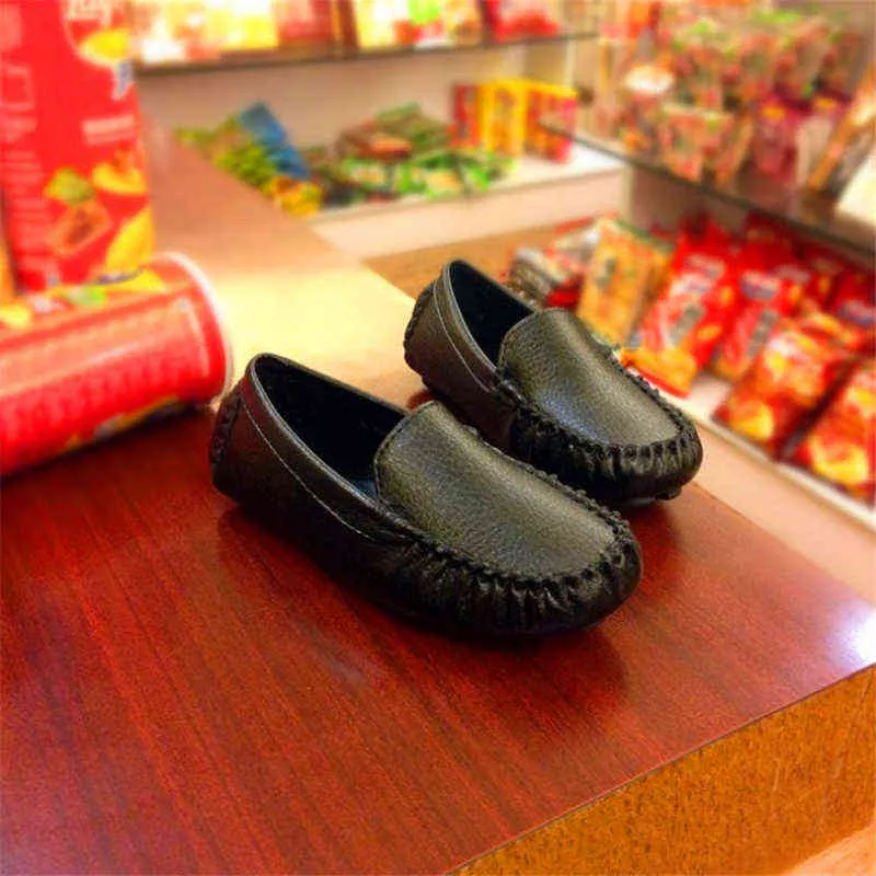 ربيع الخريف الأولاد الجدد New Disual Laiders Kids Pu Leather Flats Girls School Shoes for Boys Boys Loafer Shoide Shoide Shoes Y220510