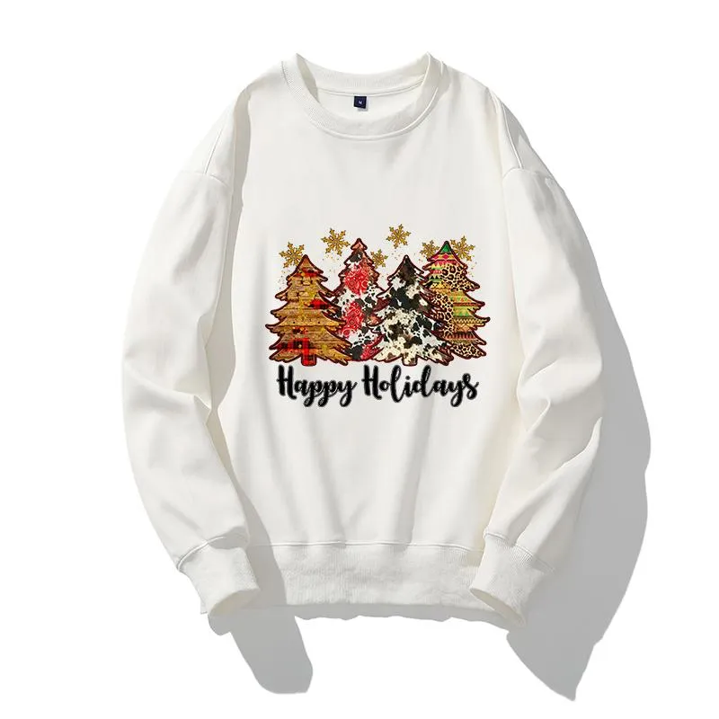 Sweats à capuche pour femmes Sweatshirts Mode Joyeux Noël Sweat Femme Vacances Arbre de Noël Imprimé Coton Graphique Grande Taille Pull à Col Rond