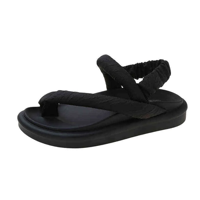 Sandales femmes pantoufles été nouveau français fée doux pince orteil talons hauts mode plate-forme romaine plage sandales dame chaussures 220704