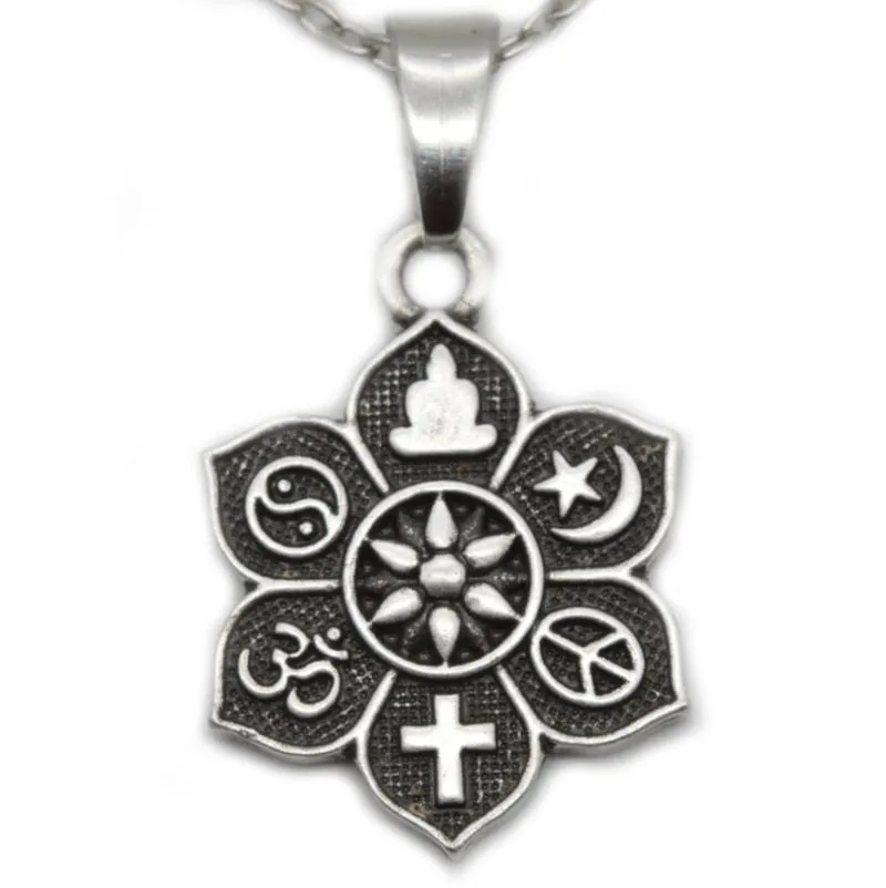 Hangende kettingen 1 st bestaan ​​naast Tibetaanse zilveren lotus yogo om religieuze geloof ketting voor vrouwelijke mannen mode sieraden sgl221-1pendant