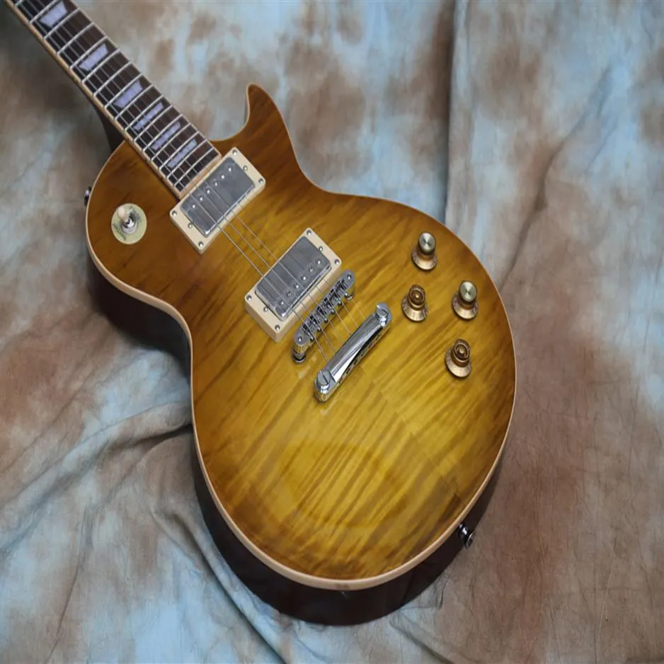 Gary Moore Peter Green Smoked Sunburst Flame Maple Top Electric Guitar Grover Tuners Chrome
