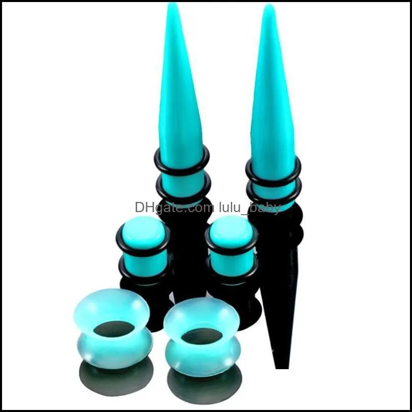 50 pierces ear stretching kit acrylic tapers and plugs silicone tunnels body piercing jewelry for men and women