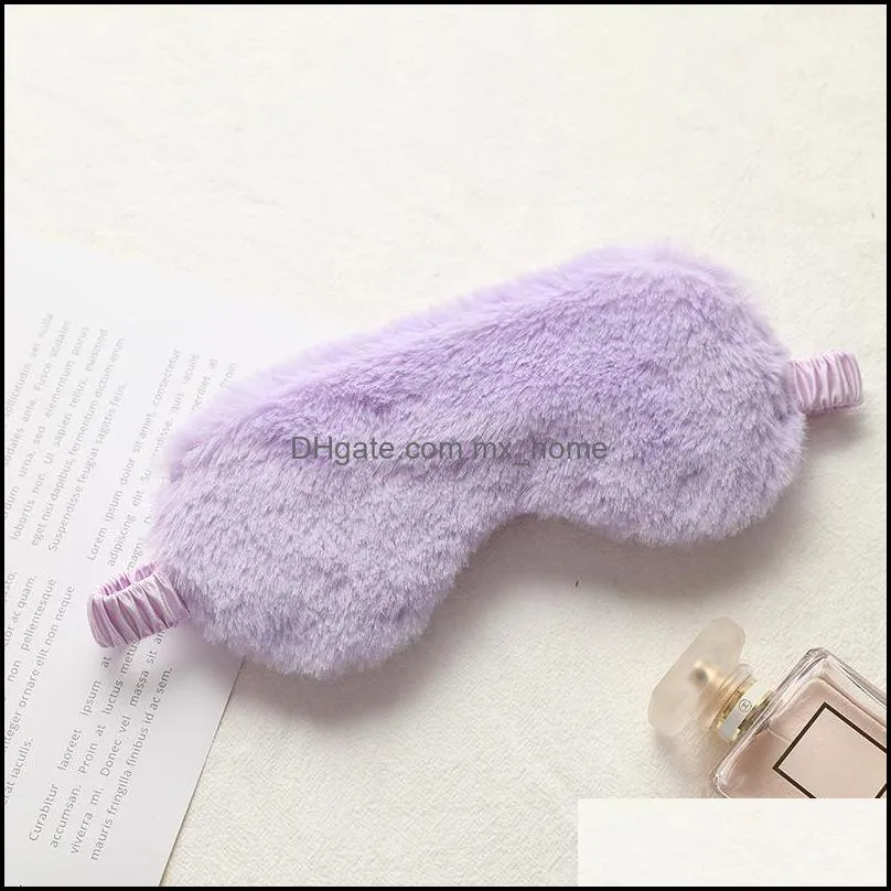 kids` sunblock sleeping faux rabbit fur eye mask breathable skin friendly plush eyeshade eyewith elastic band 8 colors z4559