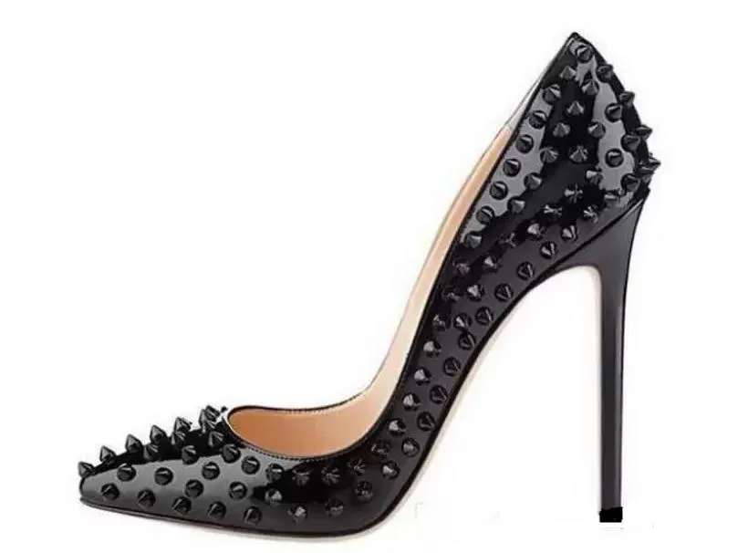 Nowy styl damskie buty sukienki czarne pompki skórzane obcasy świnki ślubne palce palców drobne seksowną kobietę 8 10 12 cm obcasy 33-45 Rozmiar z pudełkiem