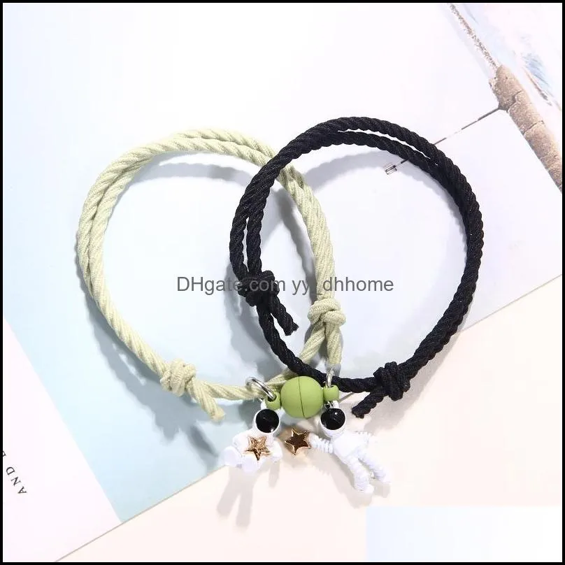 New Magnet Couple Bracelet Attractive Star Astronaut Bracelets Fashion Valentine`s Day Jewelry Gift 2pcs