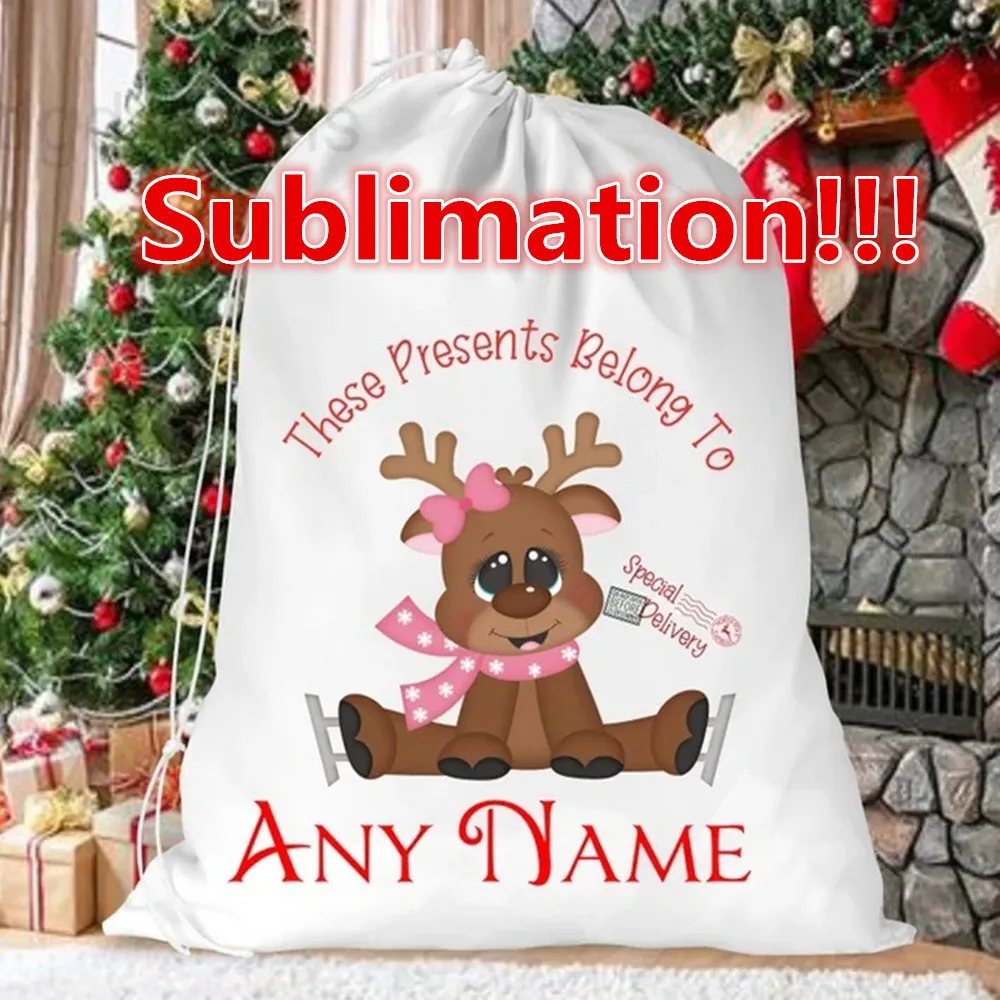 Новый 50x70cm sublimation polyester santa sack большая мощность белая пустая рождественская сумка для хранения с шнуркой игрушечной конфеты.