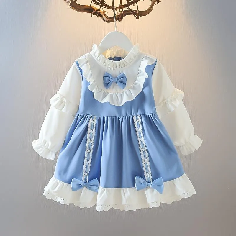 Girl's Dresses Lawadka 6-36m för flickor vintage småbarnskläder 2022 Vårens höst 1: a födelsedagsfest kväll barn costumegirl's