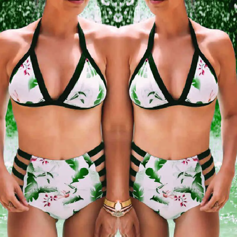 Designer Strand Tanga Mode Badeanzug Bikini Set Damen Sexy Schnürung Hals Hängend Hohe Taille Dreipunkt Bikini Badeanzug Set
