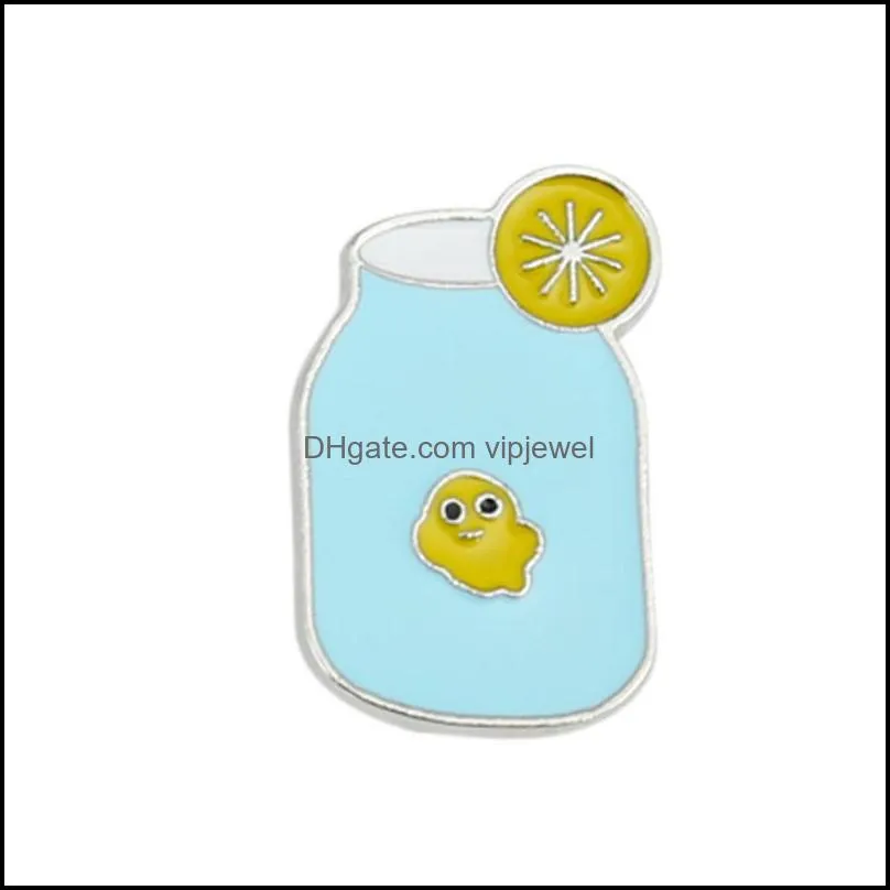 fish tank wine bottle shape brooch pin cartoon little goldfish lemon fruit alloy corsage badges accessories animal backpack bag sweater coat clothes brooches