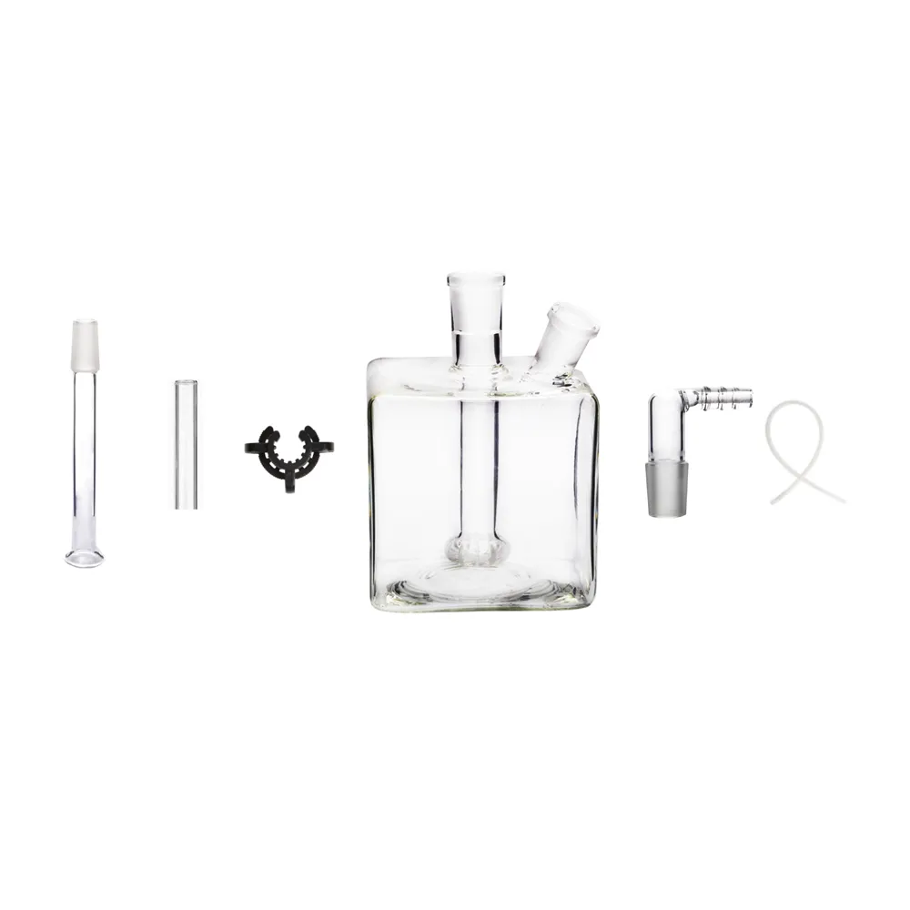 Water Pipe Bong 6 in 1 Kit 14mm Female Mega Tube Square Shape Smoking accessory