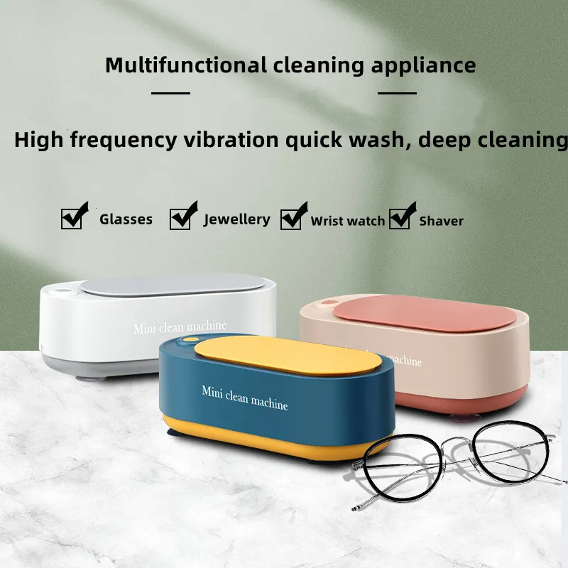 Ultrasone Cleaner Machines Home Keuken Slaapzaal Sieraden Speelgoed Automatische horloge Multifunctionele glazenreiniger met USB Opladen Contact Lens Case Free