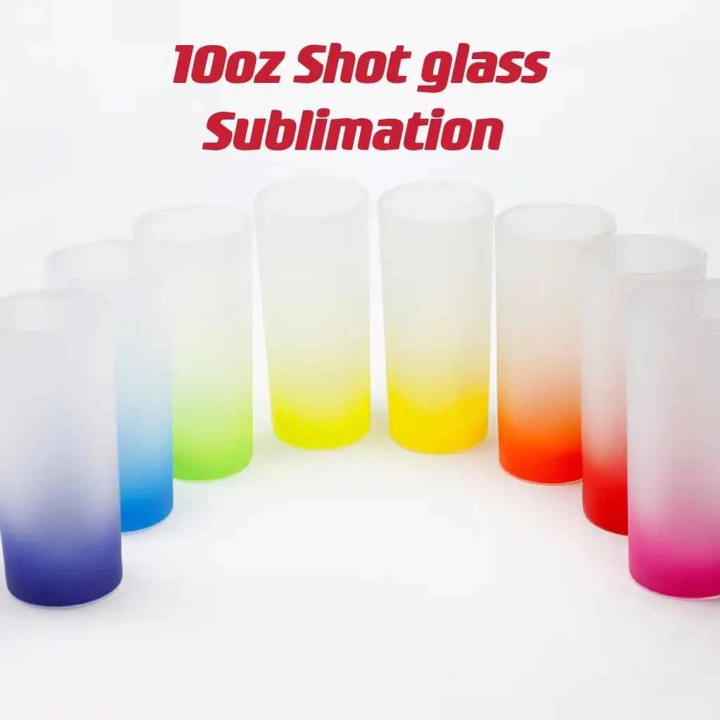 10oz sublimatie gradiënt shotglas 72 pc's per doos diy multi-kleuren wijnglazen bierbekering warmteoverdracht drink mokken