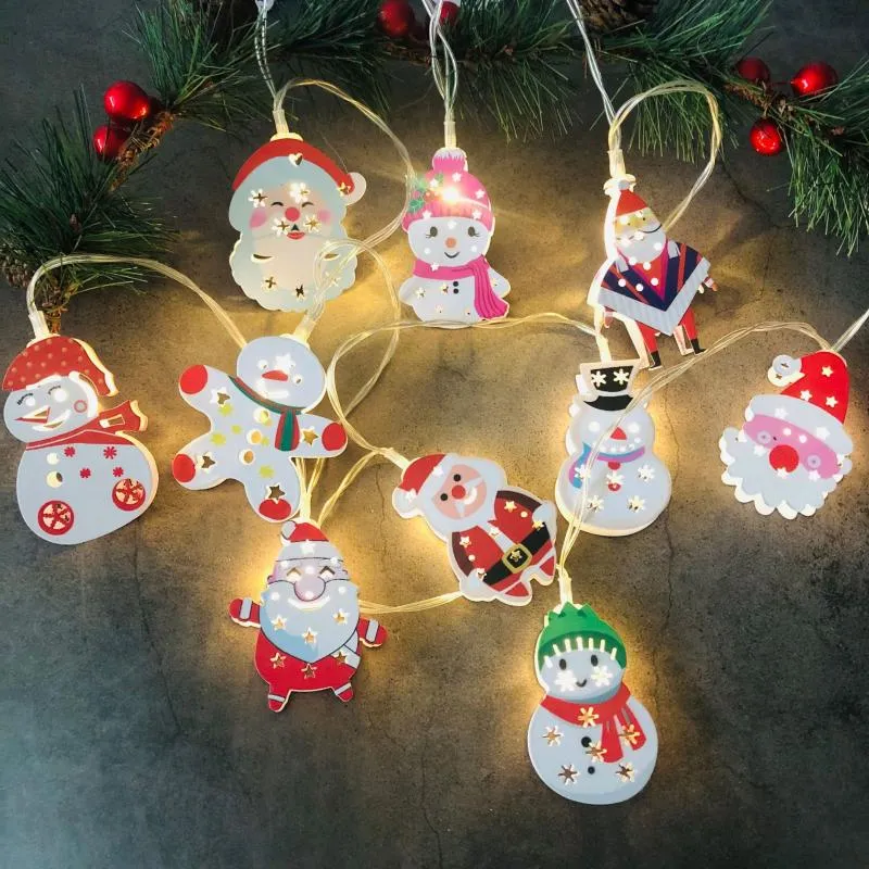 Strings Christmas Led String Light 10 Tree Snowman Santa Claus Fairy Battery bediende jaar Xmas Decorled Stringsled