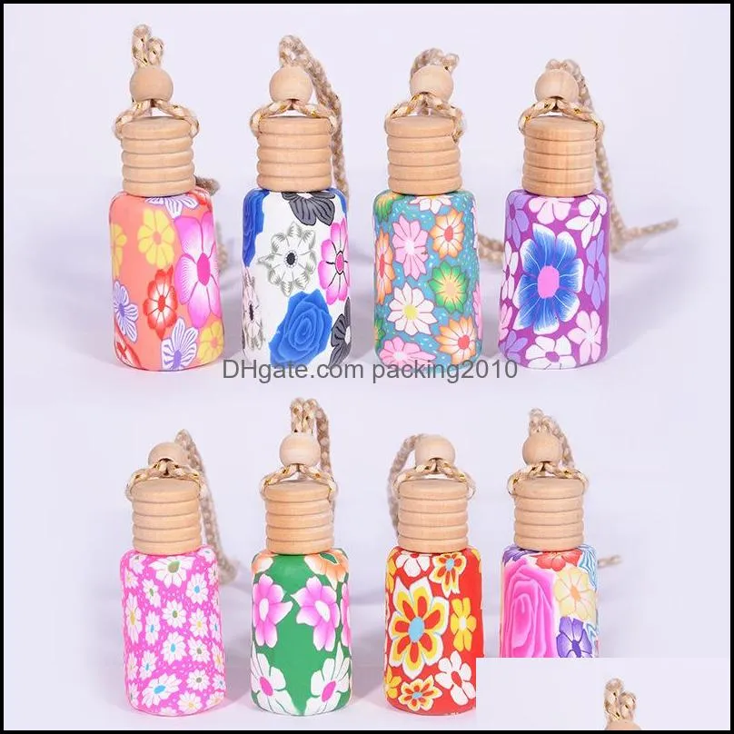 Soft Ceramics Car Perfume Bottle Glass Empty Various Styles Hanging Decor Arts Air Freshener Diffuser Bead Rope Bottles 1 2ct K2