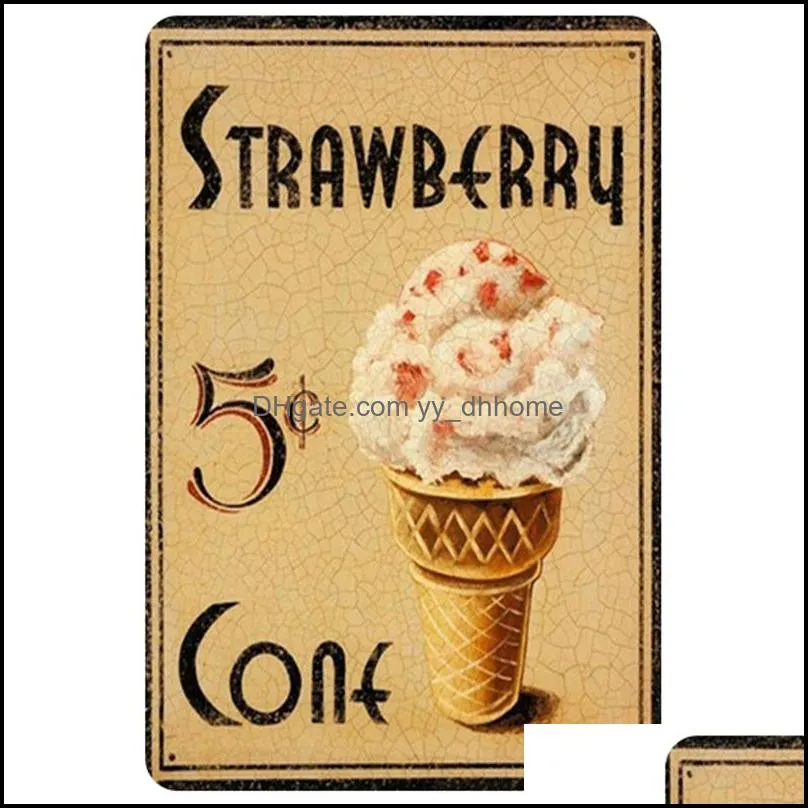 metal tin retro wall plaque sign art sticker iron painting ice-cream home decoration pub signs walls decor support customized