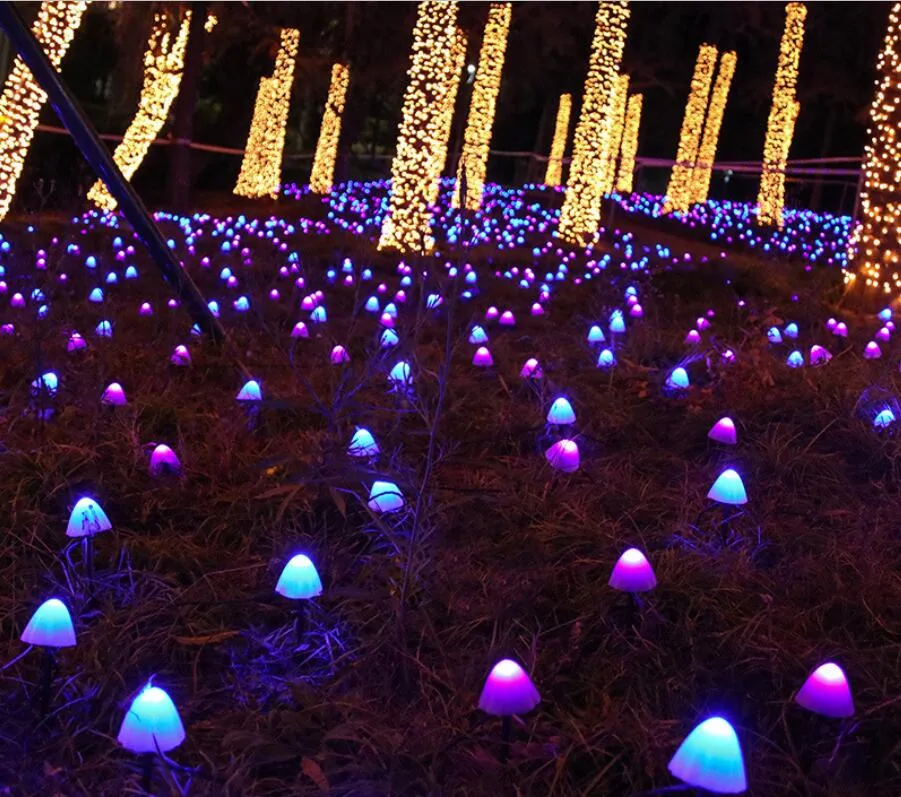 Mushroom shaped solar powered night light for Garden Decoration Yard Party Event Ornament 3.8M 12 lights