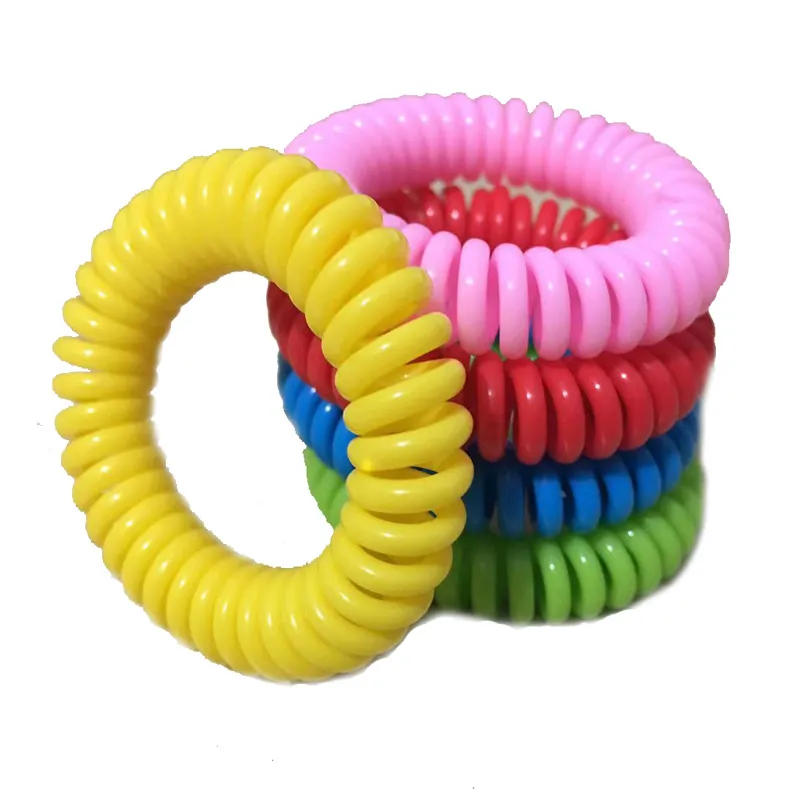 Bracelet anti-moustique à bobine élastique extensible, Bracelet à main en spirale, anneau de téléphone, répulsif à ressort pour enfants, Sport de plein air