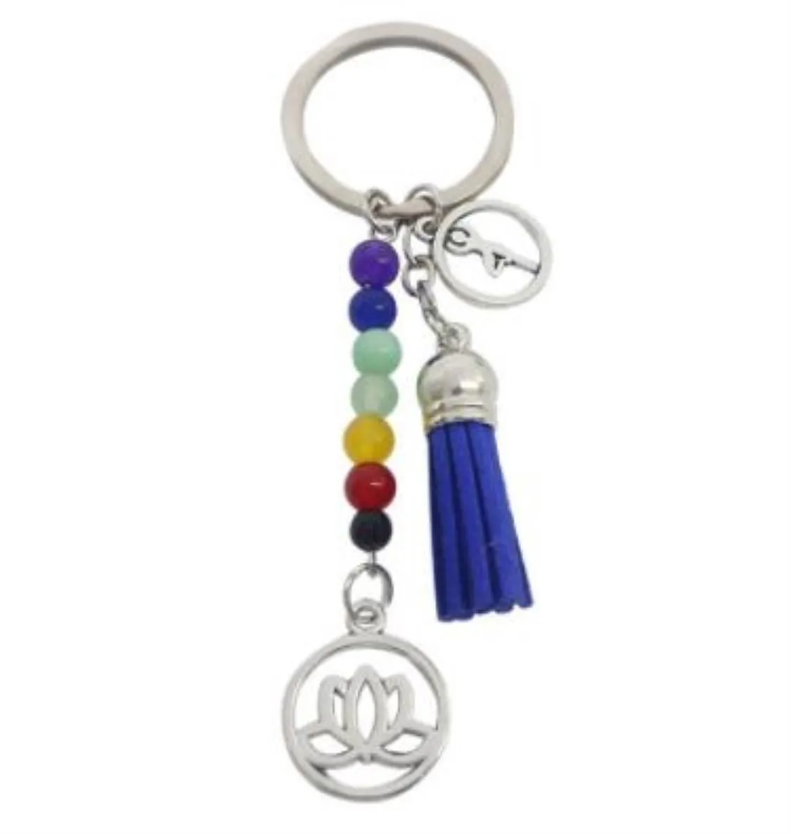 Portachiavi Gioielli Personalizzati 1Pc Nappa Lotus Chakra Ciondolo Portachiavi Borsa da donna Charms galleggianti Perline Mticolor Yoga Energy Drop Delivery Uh