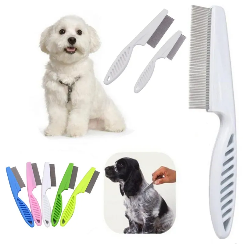 Peigne à puces pour chats chien toilettage animal de compagnie en acier inoxydable confort puces cheveux toilettage outils vermifuge brosse cheveux longs courts fourrure enlever