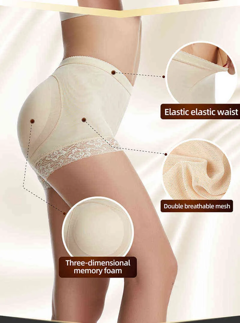 Womens Cotton Butt Control Panties With Padded Hip Size Enhancer