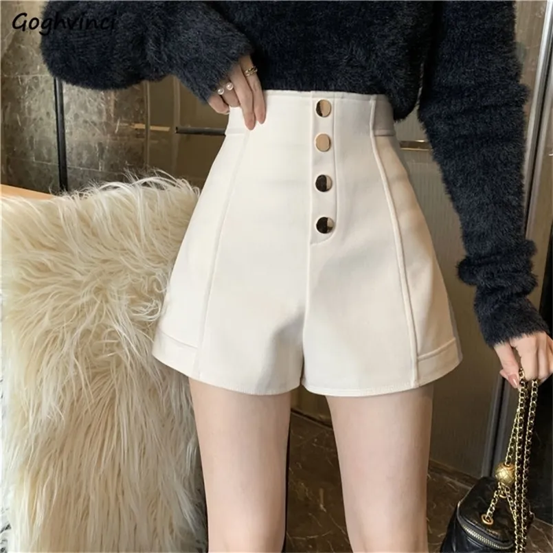 Shorts Frauen Koreanischen Stil Tasten Studenten Mode Sommer Grund Solide Einfache Hohe Taille Alle spiel Casual Elegante Damen Vintage 220630