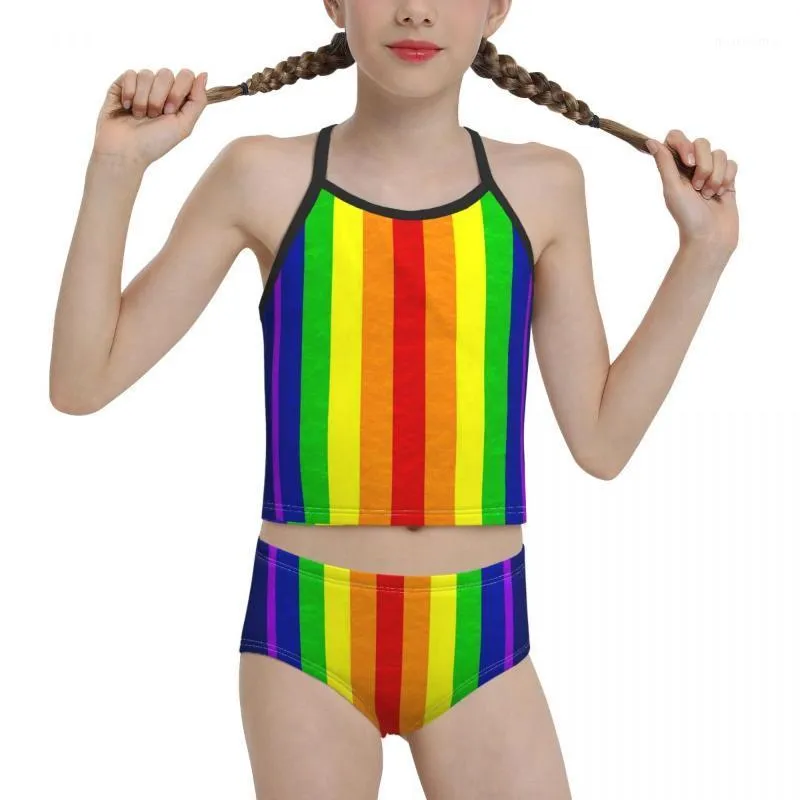 Costumi da bagno da donna 2022 Bandiera patriottica per ragazze delle scuole medie Stampa Gay Pride Biquini Bambini di marca all'ingrosso