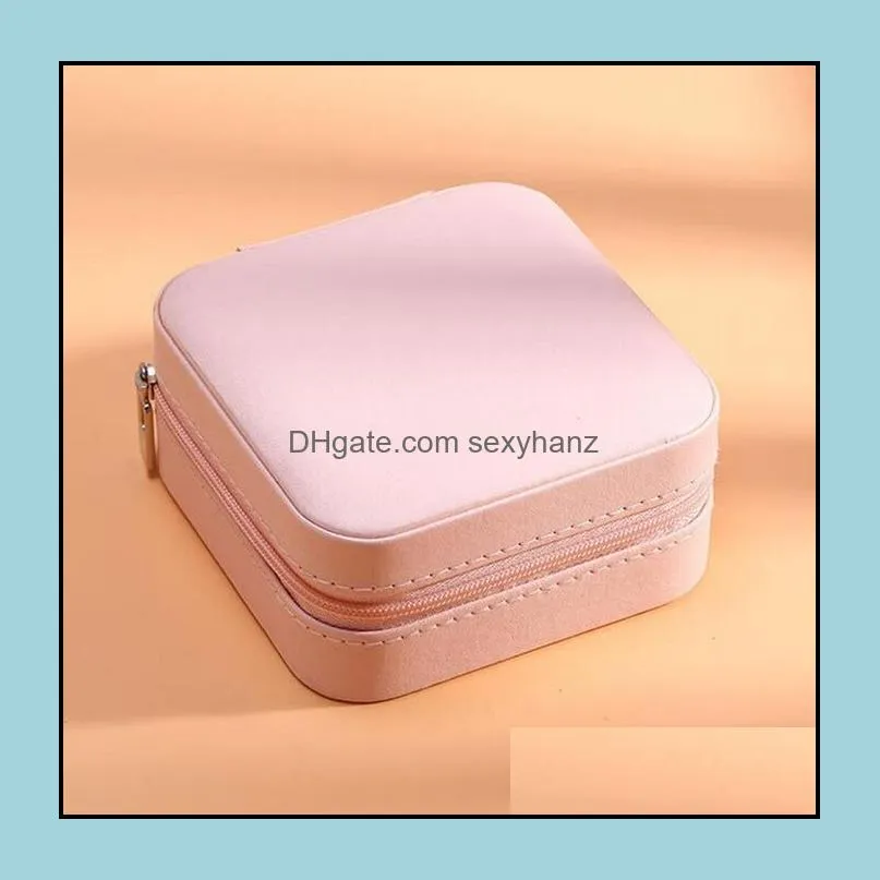 Portable Travel Jewelry Storage Box PU Leather Display Rack Necklace Earrings Ring Boxes Desktop Decoration 3 Colors
