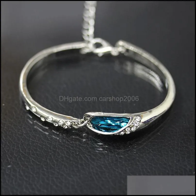 bracelets & bangles for women 2016 jewelry new low price crystals women bracelet blue silver charm bracelets bangles carshop2006