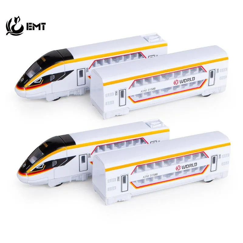 50cmの列車モデルDICAST ALLOY高速鉄道パーティーギフトキッドおもちゃスーパーロング4車の磁気接続プルバックオーナメントクリスマスボーイバースデー2-1