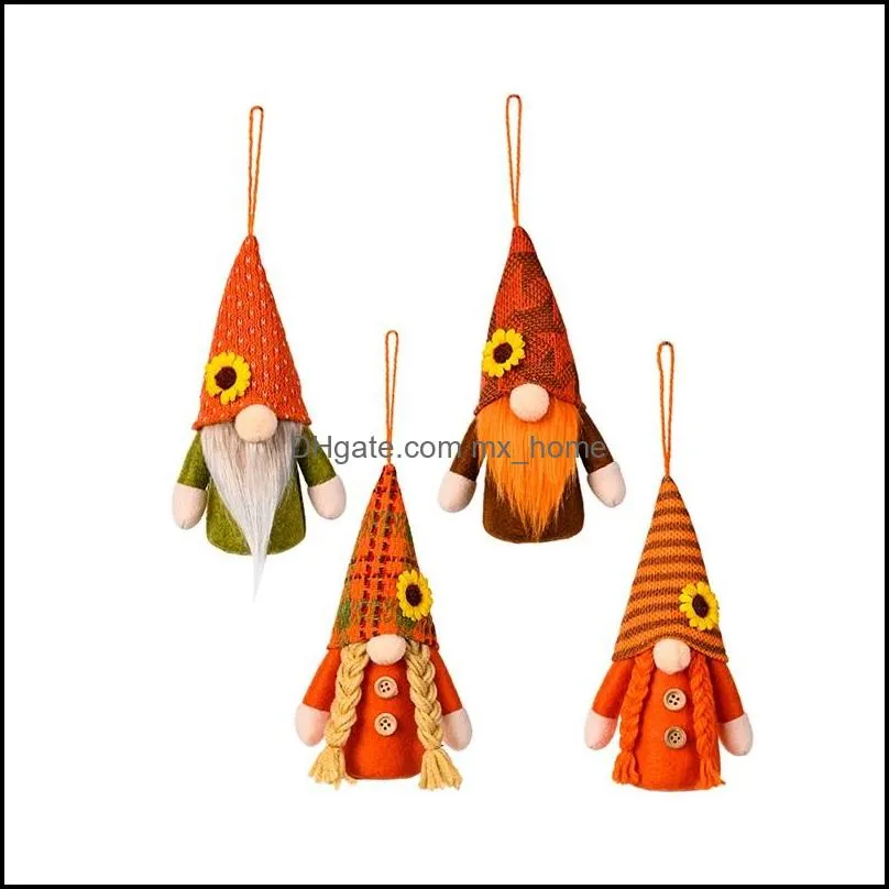 sunflower orange hat harvest festival ornaments party supplies pendant doll with lamp holiday decoration toy gnomes santa elf mxhome