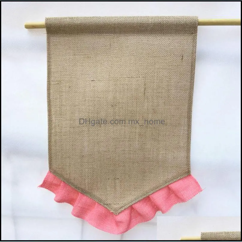 Blank Burlap Flag DIY Jute Ruffles Garden Decorations Flags Portable BlankS Banner Easter GardenS Decoration 14 Colors YW321-WLL