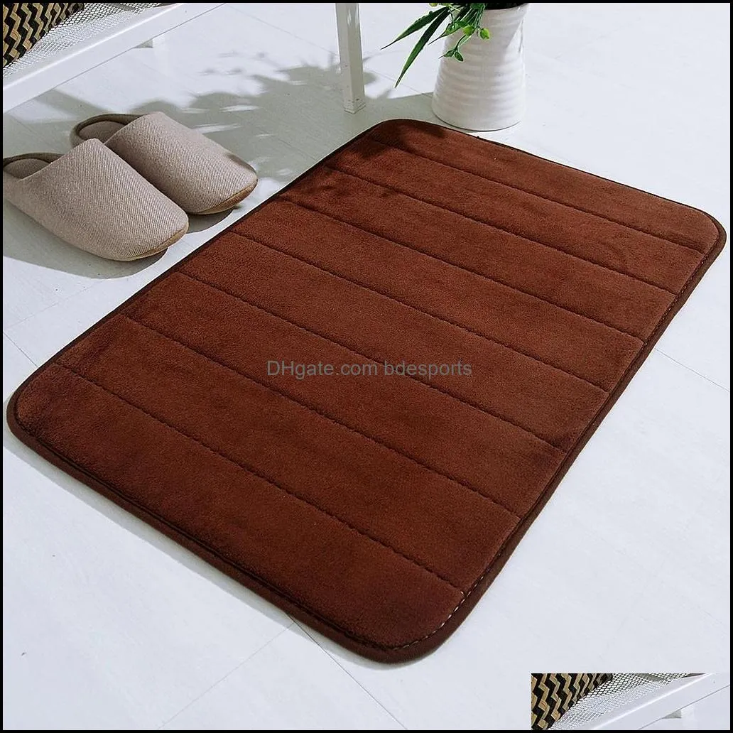 Home Bath Mat Coral Fleece Bathroom Carpet Water Absorption Non-slip Memory Foam Absorbent Washable Rug Toilet Floor Pad