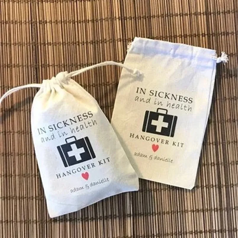 custom sickness and health wedding Hangover Kit favor Bags Bachelorette bridal shower party gift bag candy pouches 220704