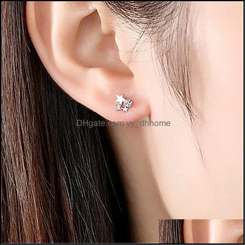 star earrings inlaid with five-pointed star diamond earrings simple small cold wind zircon super flash earrin yydhhome