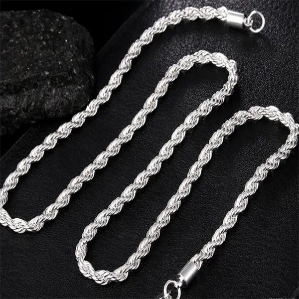 925 Sterling Silver 16/18/20/22/24 Inch 4mm Twisted Rope Chain Necklace For Women Man Fashion Charm Jewelry GC1188