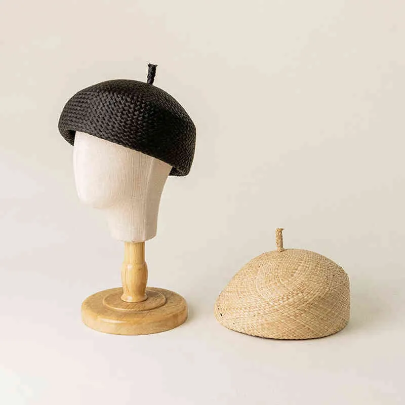 Ny mode barnfjäder och sommar avslappnad retro naturliga raffia basker hattar målare hatt grossist j220722
