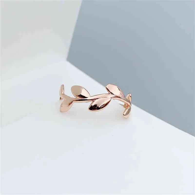 1:1 925 Original Sterling Silver Ring Women's Classic Luxury Brand Olive Leaf Shape Ring Simple Dinner Party Jewelry Gift G220510