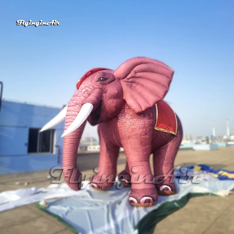 Simulated Reddish Brown Inflatable Elephant Model Parade Animal Balloon For Event