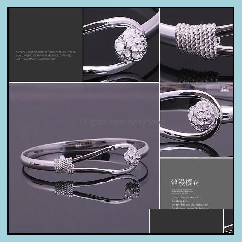 30% 925 sterling silver bangle bracelets high quality cuff bracelets bangles for women girl wedding party fashion jewelry wholesale