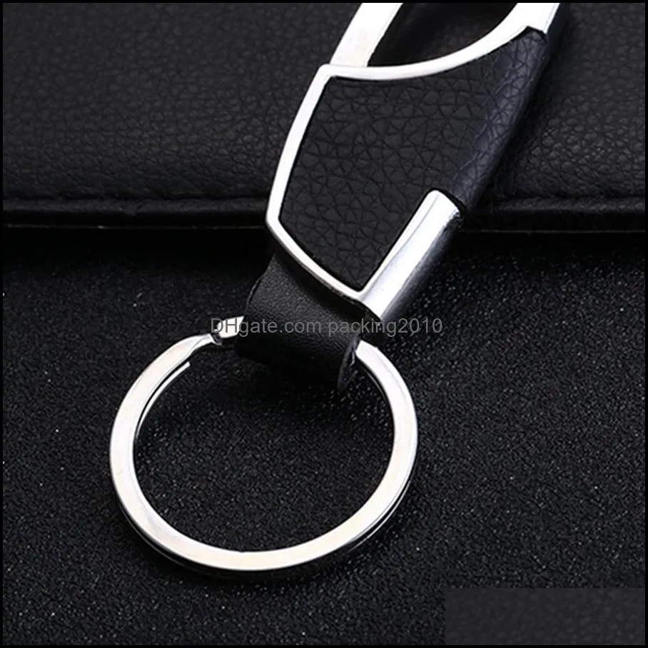 wholesale men`s never rust car waist key rings creative metal keychain promotion durable leather portable custom logo key chain dh0846