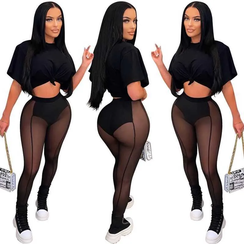 2022 Sexy Sheer Yoga Pants Tracksuits For Womens Mesh Sets Crop Tops See  Through Leggings Outfits Matching Set From 9,28 €