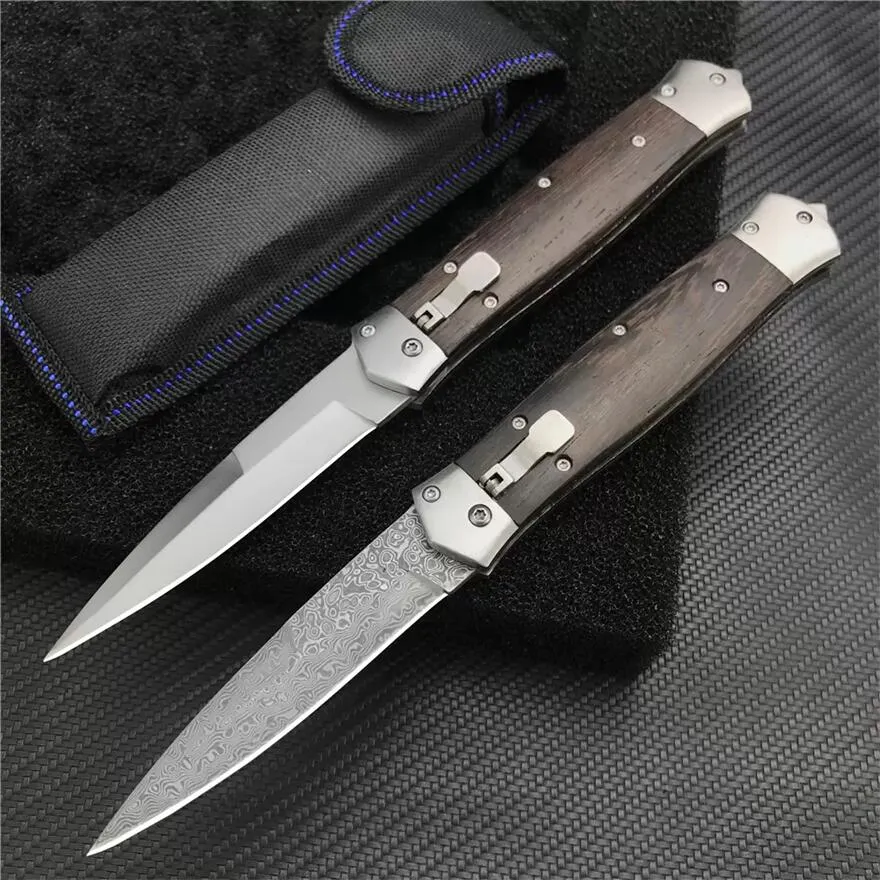 F125 Cold Steel Horizontal Automatic Knife Damascus/440 Satin Blade 1