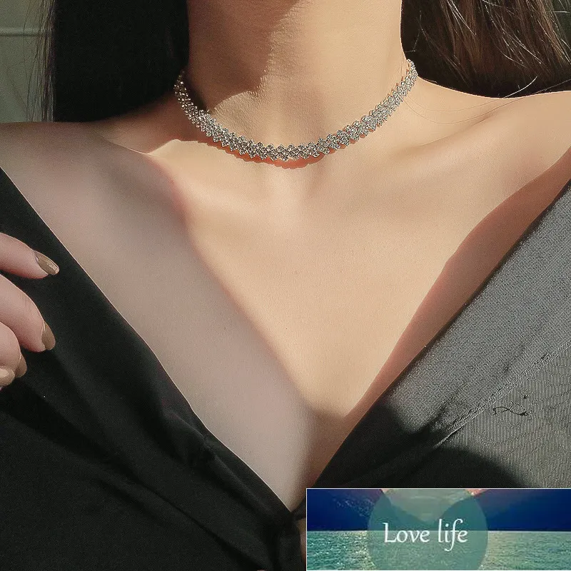 Light Luxury Full Diamond Halsband Choker Collar Japan och Sydkorea Internet Hot Personliga Clavicle Chain All-Match Mode halsband