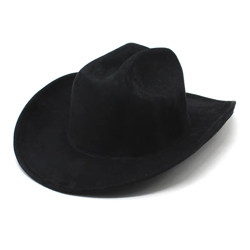 New Suede Large Brim Western Cowboy Hat Men's Vintage Jazz Travel Party Hat Gentleman Panama Cowgirl Hats