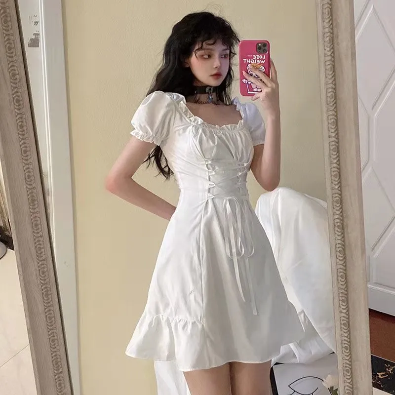 white christmas dresses Gothic Mini Dress Bell Sleeve Witch Lace Velvet Corset Floral Fancy Dress Women's Fantasy Halloween Carnival Performance Party Adults Dress