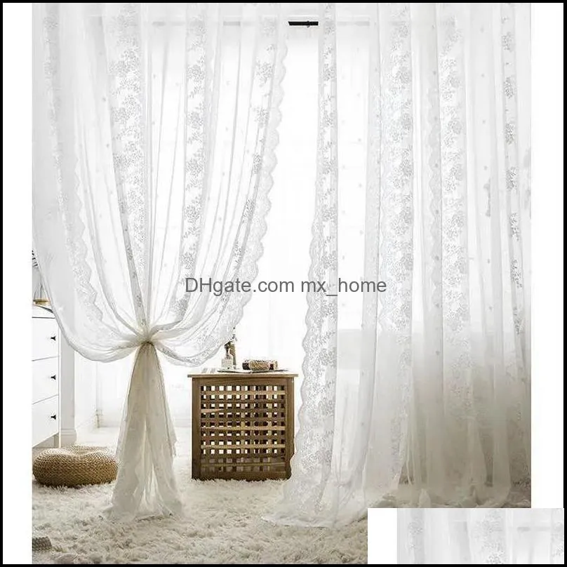 Curtain & Drapes Modern Luxury Tulle Curtains Living Room Bedroom Kitchen Decoration Bay Window Embroidery Flowers Finished